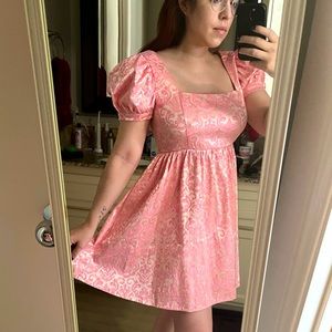 Dollskill Sugar Thrillz Baby doll Pink Puff sleeve dress